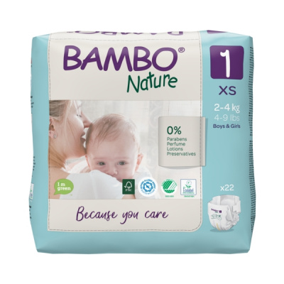 Эко-подгузники Bambo Nature 1 (2-4 кг), 22 шт купить оптом в Омске