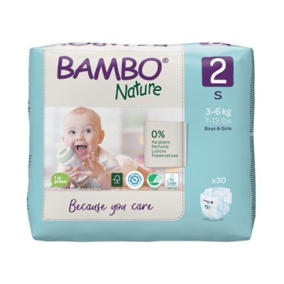 Эко-подгузники Bambo Nature 2 (3-6 кг), 30 шт купить оптом в Омске